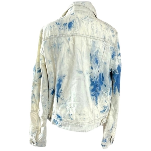 Free People Retro Acid Wash Bohemian Denim Jean Jacket Tie Dye Size Large NWT - Picture 8 of 16